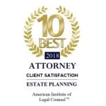 American Institute of Legal Counsel’s 10 Best Client Satisfaction, Estate Planning Division